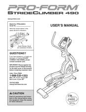 ProForm Strideclimber 490 Elliptical English Manual