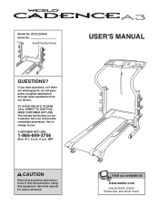 Weslo Cadence A3 Treadmill English Manual