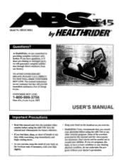 HealthRider Abs T45 By English Manual