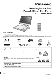 Panasonic DMP-B100S Operating Instructions US