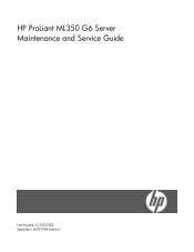 HP ML350 HP ProLiant ML350 G6 Server Maintenance and Service Guide