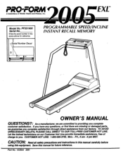 ProForm 2005 Exl Treadmill Owners Manual