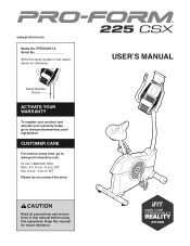 ProForm 225 Csx Bike English Manual