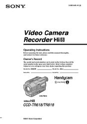 Sony CCD TR818 Operating Instructions
