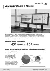 ViewSonic VA2415-H - 24 Display MVA Panel 1920 x 1080 Resolution Carbon Footprint Report