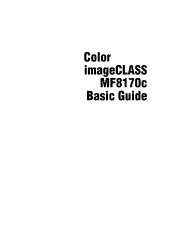 Canon Color imageCLASS MF8170c imageCLASS MF8170c Basic Guide