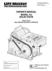 LiftMaster HJ HJ Solid State Manual