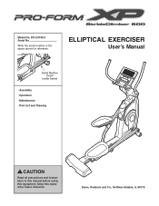 ProForm Xp Strideclimber600 Elliptical User Manual