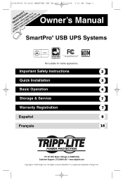 Tripp Lite SMART750USB Owner's Manual for SmartPro USB UPS 932616