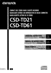 AIWA CSD-TD21 Operating Instructions