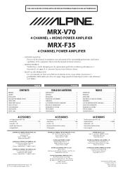 Alpine MRX-V70 Owner's Manual (english, French, Espanol)