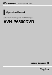 Pioneer AVH-P6800DVD Owner's Manual