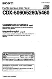 Sony CDX-5260 Operating Instructions