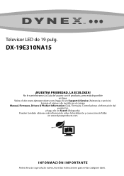 Dynex DX-19E310NA15 Important Information (Español)