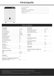 Frigidaire FFAD6023W1 Product Specifications Sheet