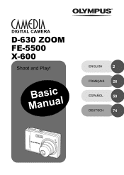 Olympus D630 D-630 Zoom Basic Manual (English, Français, Español, Deutsch)