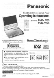 Panasonic DVD-PV40 DVDLV60 User Guide