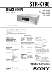 Sony STR-K790 Service Manual