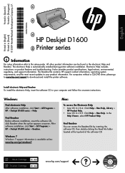 HP Deskjet D1600 Reference Guide