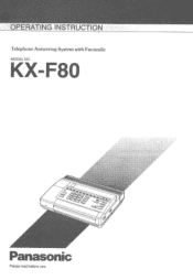 Panasonic KXF80 KXF80 User Guide