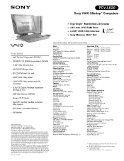 Sony PCV-L620 Marketing Specifications