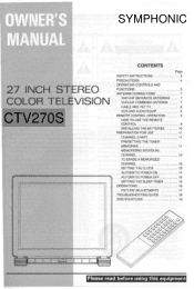Symphonic CTV270S Owner's Manual