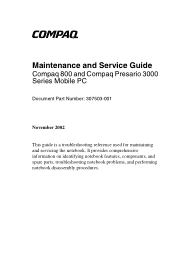HP Presario 3000 Compaq Presario 3000 Series Maintenance and Service Guide