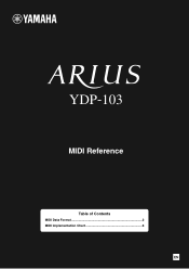 Yamaha YDP-103 YDP-103 MIDI Reference