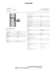 Frigidaire FFTR2045VW Product Specifications Sheet 1