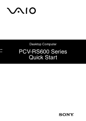 Sony PCV-RS600CP Quick Start Guide