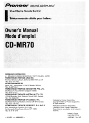 Pioneer CD-MR70 Owners Manual