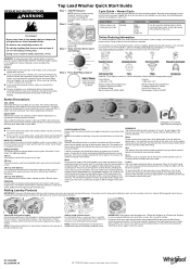 Whirlpool WTW5000D Quick Reference Manual