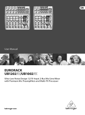 Behringer EURORACK UB1002FX Manual