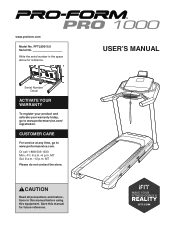 ProForm Pro 1000 Treadmill English Manual
