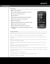 Sony NWZ-S545 Marketing Specifications (Red Model)