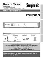 Symphonic CSHP80G Owner's Manual