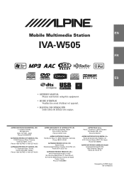 Alpine IVA W505 Owners Manual