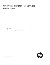 HP 3PAR StoreServ 7400 4-node HP 3PAR SmartStart 1.1 Release Notes (QR482-96033, December 2012)