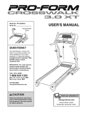 ProForm Crosswalk 3.0 Xt Treadmill English Manual