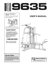 Weider Wedier Pro 9635 Canadian English Manual