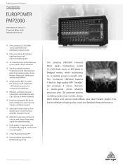 Behringer PMP2000 Product Information Document