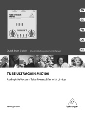 Behringer TUBE ULTRAGAIN MIC100 Quick Start Guide