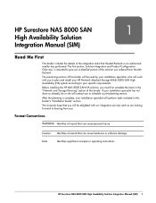 HP StorageWorks 8000 HP Surestore NAS 8000 SAN High Availability Solution Integration Manual
