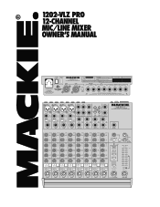 Mackie 1202-VLZ Pro Owner's Manual