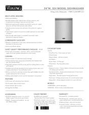 Viking VDWU324SS Two-Page Specifications Sheet