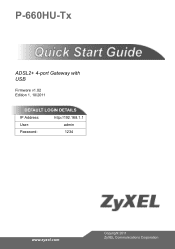 ZyXEL P-660HU-T1 Quick Start Guide