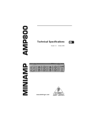 Behringer MINIAMP AMP800 Specifications Sheet
