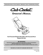 Cub Cadet CSV 050 CSV 050 Operator's Manual