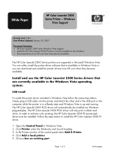 HP 2500 HP Color LaserJet 2500 Series Printer  -  Windows Vista Support
