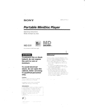 Sony MZ-E35 Primary User Manual